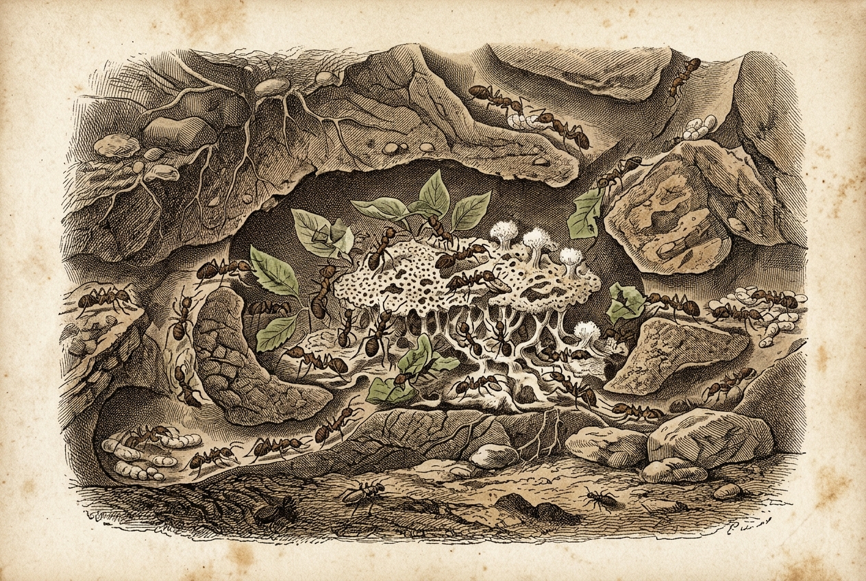 Ants Invented Farming 50 Million Years Before Humans — AI illustration