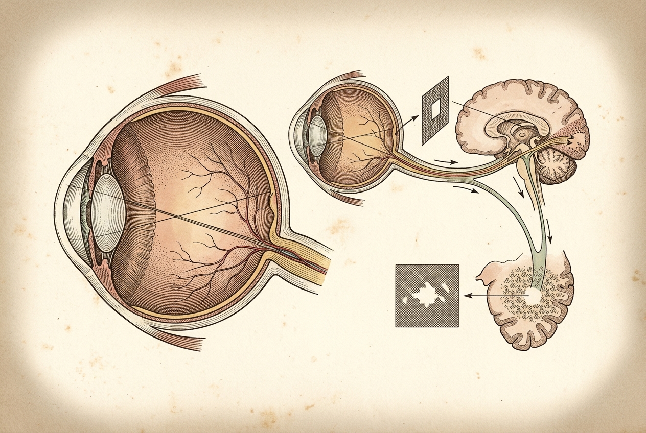 You Have a Blind Spot Your Brain Hides — AI illustration